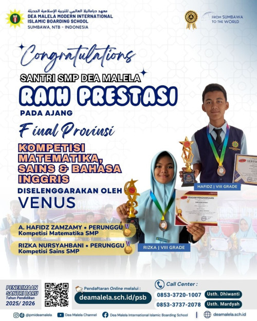 Maju Ke Final Provinsi, Santri SMP Dea Malela Raih Juara pada Kompetisi Matematika, Sains dan Bahasa Inggris di Mataram