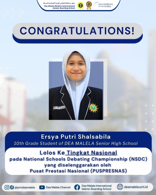 Siswi Kelas 10 SMA Dea Malela Lolos ke Tingkat Nasional pada Ajang National Schools Debating Championship (NSDC) 2024